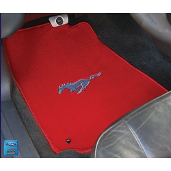 1964-73 EMBROIDERED FLOOR MATS COUPE/2+2 RED W/RUNNING PONY 